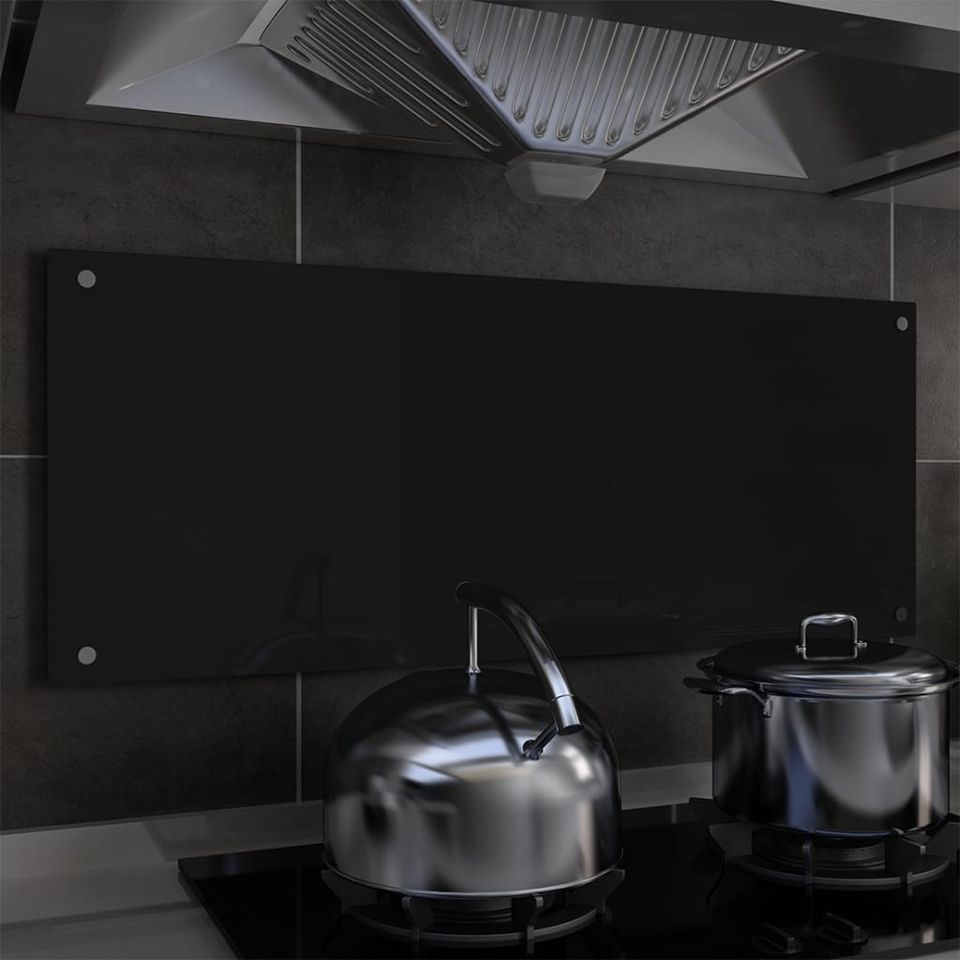 vidaXL Kjøkkenplate svart 100×40 cm herdet glass(249490)